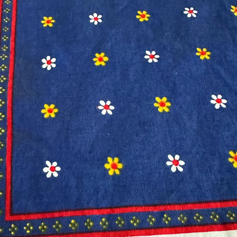 Vintage Kolf Austria Folk Art Kitchen 2 Pc Set Red Blue Bib Apron & Table Square